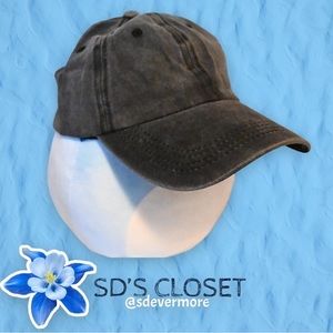 New Adjustable Black Distressed Denim Baseball Cap